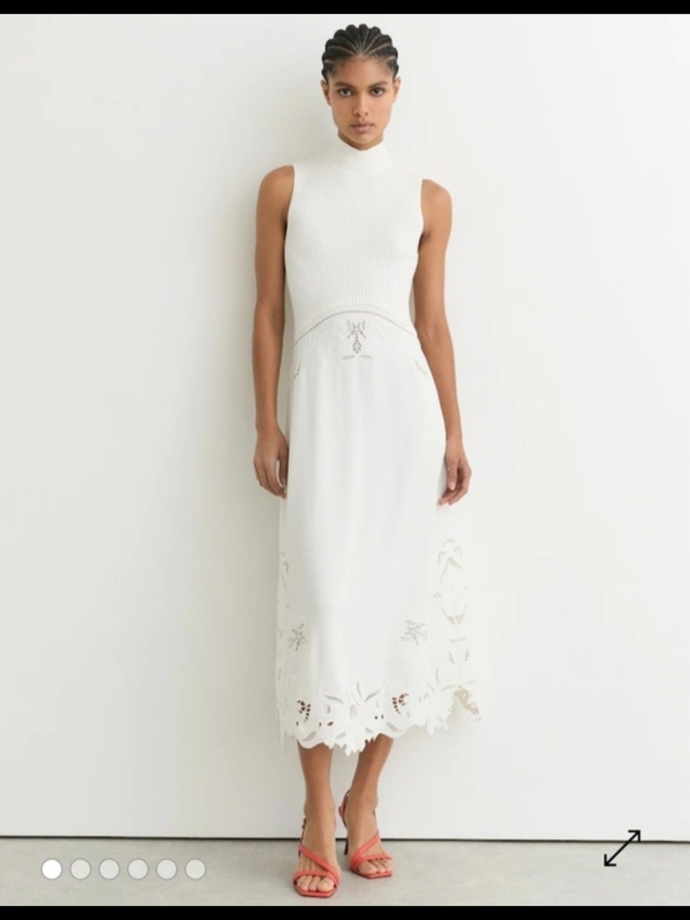 Reiss Ivory Phoenix Knit Woven Midi 4 $440 Full Price In The Stores